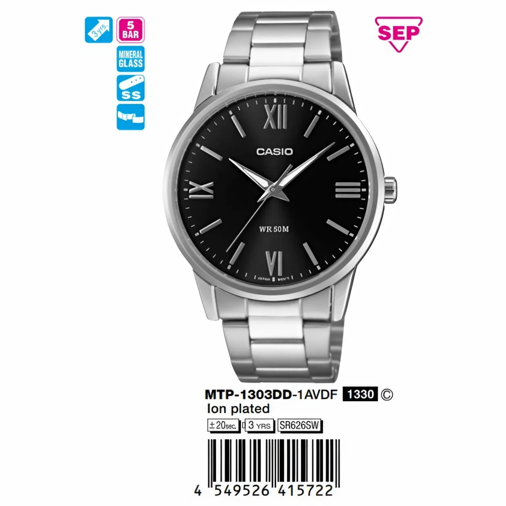 Đồng Hồ Casio 40mm Nam MTP-1303DD-1AVDF