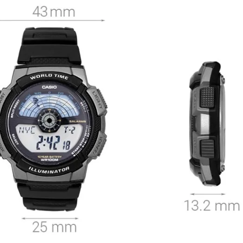 Đồng Hồ Casio 43.7mm Nam AE-1100W-1AVDF