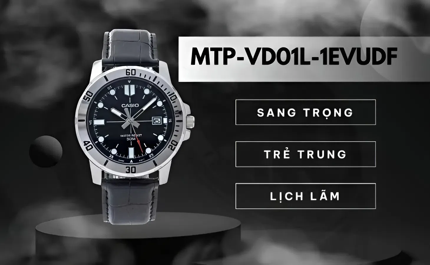 Đồng hồ Casio nam MTP-VD01L-1EVUDF với thiết kế trẻ trung, lịch lãm